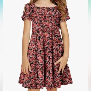Old Navy Floral Black and Pink Girls Dress